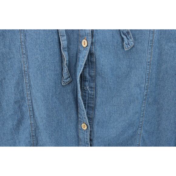 J. Gee Modest Denim Button Down Shirt Dress Size 3X Blue Tab Sleeve Pockets - Picture 2 of 9